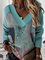 Painted Floral Loosen Pastoral Cotton Blends Casual Long Sleeve T-shirt