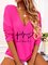 Casual Long Sleeve V Neck Plus Size Printed Tops T-shirts