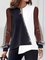 Mesh Long Sleeve Color-block Plus Size Casual Tops