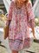 Loosen V Neck Boho Long sleeve Woven Dress