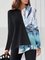 Sea Color Block Casual Loosen Long sleeve tops
