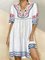 Paisley Boho v neck summer Cotton Short sleeve Woven Dress