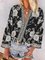 Boho Floral Pattern Long Sleeves V Neck Plus Size Casual Tops