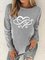 Casual Heart Animal Printed Loosen Cotton Blends Long Sleeve T-shirt