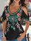 Boho V neck Printed Short Sleeve Shirts & Tops