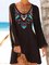 Loosen Tribal Crew Neck Long sleeve Knit Dress