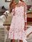 Butterfly Pattern Guipure Long Sleeve Plus Size Casual Long sleeve Woven Dress