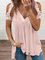 Romantic Solid Loosen V Neck Tunic Short Sleeve T-Shirt