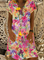 Floral V Neck Loosen Short Sleeve Woven Dress