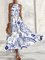 Vacation Tribal Floral Boho Loosen Halter Sleeveless Long Woven Dress