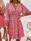 Floral V neck Casual Half sleeve Dress