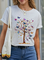 Casual Crew Neck Butterfly Printed Short Sleeves T-Shirt Shirts & Tops