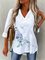 Dragonfly V Neck Loosen Long Sleeve Blouse