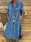 Casual Solid Loosen Denim Long sleeve Dresses