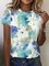 Crew Neck Floral Short Sleeve Casual T-Shirt