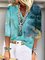 Women's Summer V Neck Casual 3/4 Sleeve Shift Tie-dye Blouses & Shirts