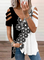 Plus size Casual Floral V Neck Short Sleeve T-Shirt