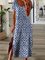 Boho Tribal Floral Geometric Casual Loosen Scoop Neckline Short Sleeve Midi Knit Dress