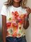 Casual Floral Short Sleeve Round Neck Plus Size Printed Tops T-shirts