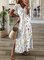 Casual V neck Floral Loosen Short Sleeve Knit Dress