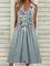 V Neck Loosen Casual Short Sleeve Woven Dress