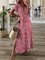 Casual Floral Short Sleeve V Neck Plus Size Printed Dress