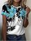 Casual Crew Neck Floral Short Sleeve T-Shirt