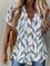 Casual Loosen Leaves V Neck Short Sleeve Tops