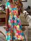 Casual Short Sleeve V Neck Plus Size Printed Dress