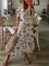Casual Floral V Neck Short Sleeve Woven Dress