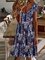 Floral Printed Casual Loosen Midi Short Sleeve Knit Dress