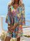 Regular Fit V Neck Tribal Short Sleeve Woven Dress