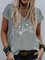 Vintage Short Sleeve Dandelion Just Breathe Printed V Neck Plus Size Casual Tops