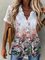 Lace V neck Casual Short Sleeve Blouse