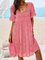 Women Floral Printed Short Sleeve Vintage Weaving Dress