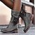 zolucky Low Heel Holiday Lace-Up Pu Boots