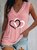 Casual Heart Sleeveless V Neck Plus Size Printed Tank Tops Top Vests