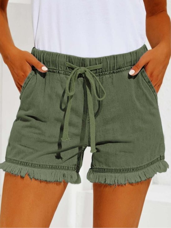 Casual Solid Pockets Shorts