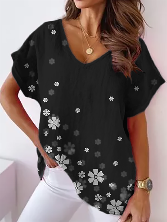 Plus size Short Sleeve Floral Tops