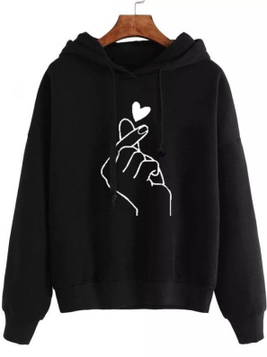 Loosen Daily Casual Cotton Valentine's Day Love Print Long Sleeve Hooded Sweatshirt