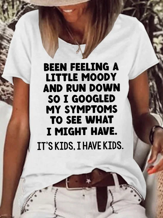 Womens I Have Kids Funny Letter Printed  Casual Short Sleeve  T-Shirt