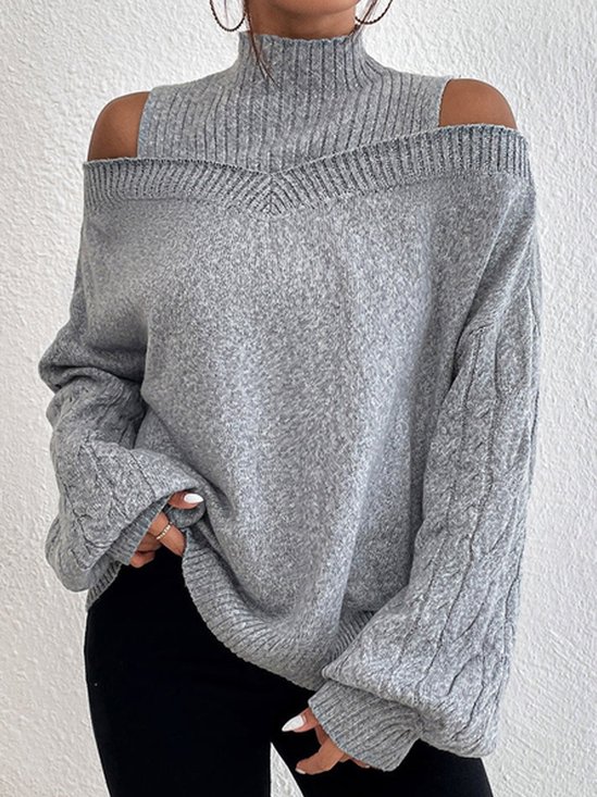 Casual Plain Autumn Micro-Elasticity Daily Loose Best Sell Regular H-Line Sweater for Women