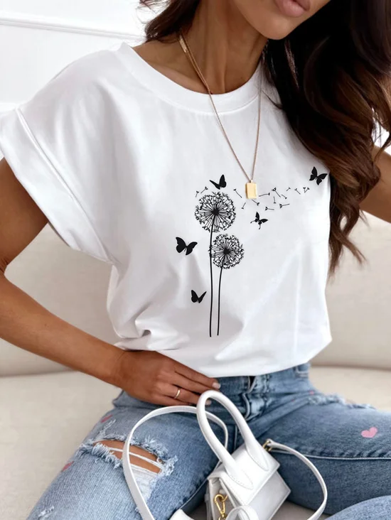 Casual Dandelion Crew Neck T-Shirt