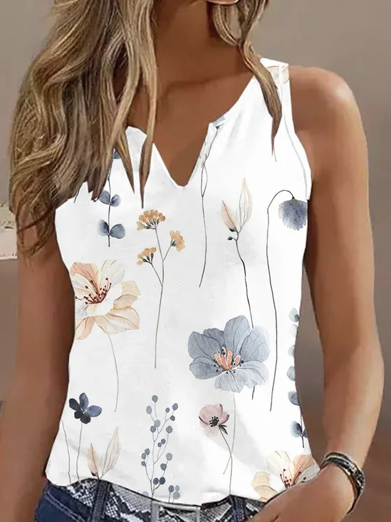 Notched Casual Loose Tank Top