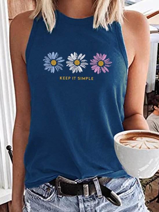 Women's Keep it Simple Daisy Casual Crew Neck Tank Top
