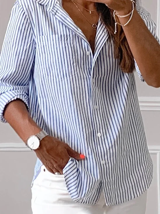 Plus size Striped Casual Blouse