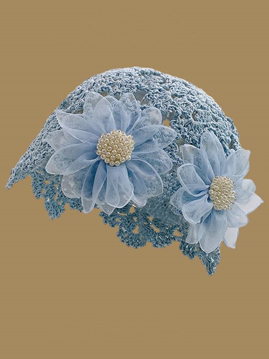 Elegant Imitation Pearls Applique Knitted Hat