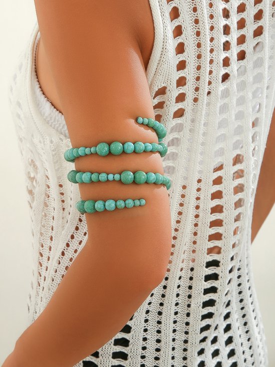Elegant Irregular Faux Pearl Turquoise Beads Arm Wrap Chain