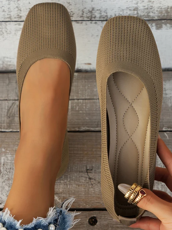Casual Square Toe Comfy Insole Commuting Breathable Slip On Shallow Shoes