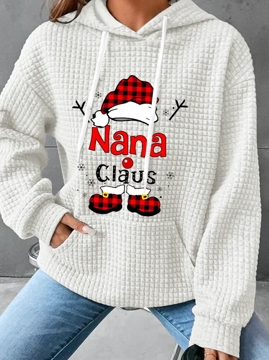 Christmas Grandma Claus Snowflake Casual Santa Claus Heavyweight H-Line Loose Hoodie